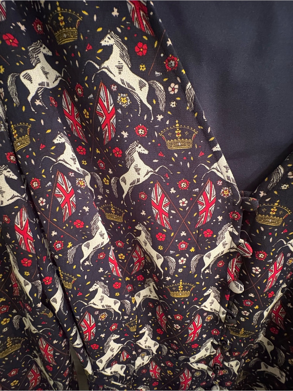 Boden British Crown & Country Print Midi Dress 10P